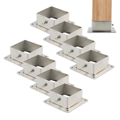 Wealrit 8 PCS Square Post Bases,1.99" Stainless Steel Deck Post Brackets - style: 8 pcs 2" Silver