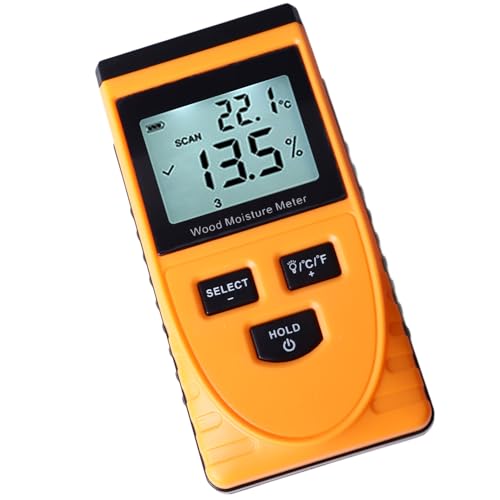 WT630 Pinless Wood Meter, Induction Type Non Destructive Digital Detector, 8 Levels Adjustment Multifunction, Measurement Range 0.5% 79.5%, Ideal