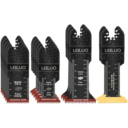 LEILUO 15Pcs Oscillating Tool Blades for Wood Metal, Multitool Blades Set