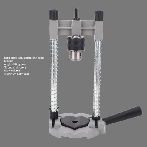 Portable Drill Press, Precision Drilling Jig Attachment with Chuck for Straight or Angled Holes, 1.5-13MM Clamp Range, 38-43MM Stand Hole, Adjustable Depth Stop, Spring-Load
