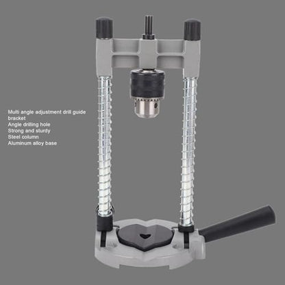 Portable Drill Press, Precision Drilling Jig Attachment with Chuck for Straight or Angled Holes, 1.5-13MM Clamp Range, 38-43MM Stand Hole, Adjustable Depth Stop, Spring-Load