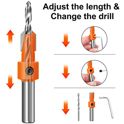 Lytool Countersink Drill Bit Set 5Pcs for Woodworking(2.8-4mm)
