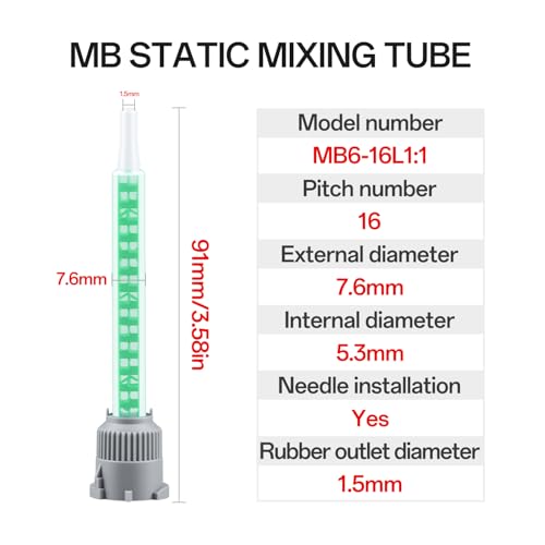 25 Pieces Epoxy Adhesive Mixing Nozzle Tip Static Mixing Nozzle Resin Mixer Adhesive Gun for AB Two-Component Cartridges 50ml/3.6in(1:1/1:2Ratio)