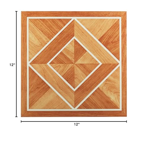 Tivoli Peel & Stick Vinyl Floor Tiles, 45-Pack, 12 x 12 in, White - color: WhtBrdr Inld Prqt