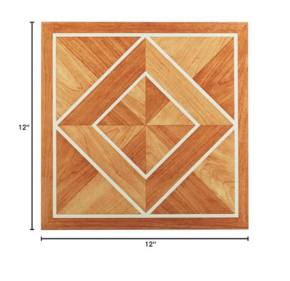Tivoli Peel & Stick Vinyl Floor Tiles, 45-Pack, 12 x 12 in, White - color: WhtBrdr Inld Prqt
