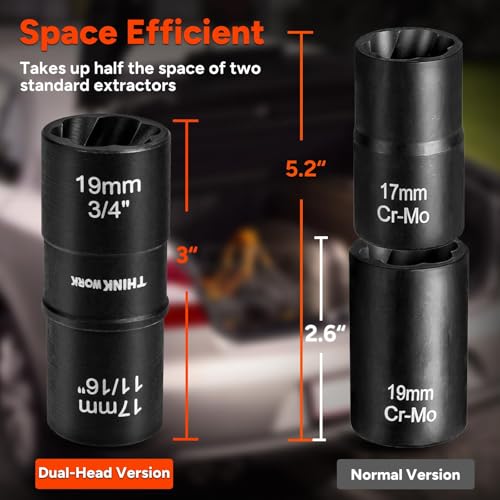 5-Piece Lug Nut Removal Tool, 1/2 Inch Drive Lug Nut Extractor Set - size: W6227-5-PCS