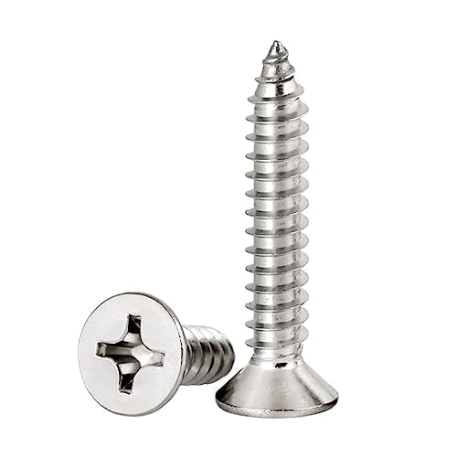#10 x 1-1/2" Flat Head Sheet Metal Screws Phillips Drive Wood Screws, 304 Stainless Steel 18-8, Pack of 50 - color: Silver, size: #10 x 1-1/2"