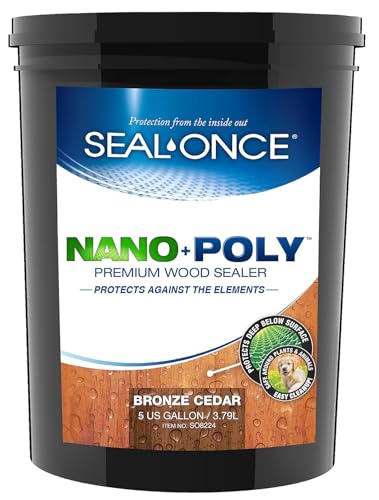 SEAL-ONCE Nano+Poly Wood Sealer and Waterproofer, Bronze Cedar, 5 Gallon - color: Bronze Cedar, size: 5 Gallon