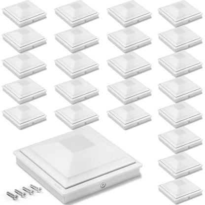 SIEDiNLAR 4x4 Post Caps White 24 Pack, Fence Post Covers Outdoor Waterproof - color: White, size: 4x4in, 24 Pack