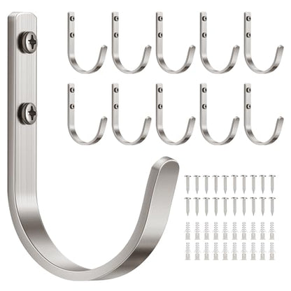 10-Pack 22LB Wall Hooks for Hanging Towel/Coat, Brushed Nickel - color: Silver, size: 10 Pack
