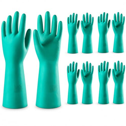 15 Mil Chemical Resistant Nitrile Gloves, Latex free Durable Cleaning Gloves, Resist Acid, Alkali, Solvent and Oil - color: 5 Pair-green, size: Large