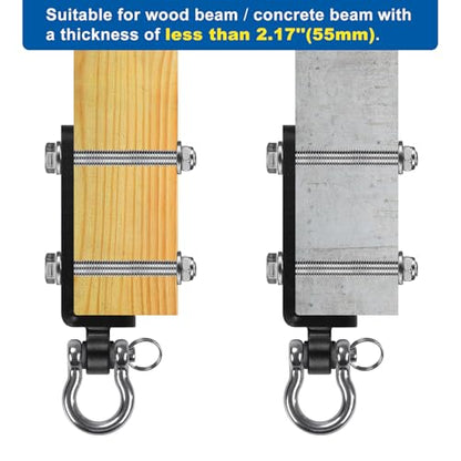 Dolibest Heavy Punching Bag Hanger, I-Beam Mount for Boxing Muay Thai, Wood Beam Hook for Weight Strength Training Systems, Aerial Yoga & Hammock, Resistance Band (1000 LB Capacity) - color: Black beam hanger- 180° rotation