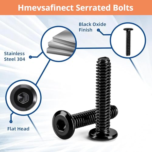 18 Pack M6 x 20 mm Flat Head Hex Socket Cap Screws Bolts, 304 Stainless Steel 18-8 Black Oxide, Connector Bolts Screws for Furniture, Full Thread (M6 x 20mm 18PCS) - size: M6 x 20mm 18PCS