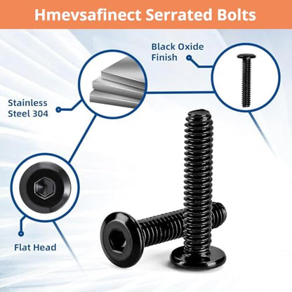 18 Pack M6 x 20 mm Flat Head Hex Socket Cap Screws Bolts, 304 Stainless Steel 18-8 Black Oxide, Connector Bolts Screws for Furniture, Full Thread (M6 x 20mm 18PCS) - size: M6 x 20mm 18PCS