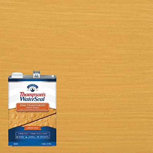 Thompson’s WaterSeal Semi-Transparent Waterproofing Wood Stain and Sealer, Harvest Gold, 1 Gallon - color: Harvest Gold