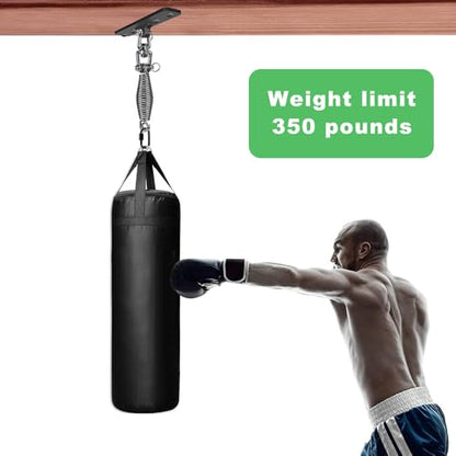 Dolibest Heavy Bag Hanger, Wall Ceiling Mount Hook 360° Rotation Wood Beam Holder Body Weight Strength Training Systems, Wood Beam Holder with Spring and 1 Carabiner, 4Wood Screws for Wooden Sets - color: Heavy Bag Hanger With Spring
