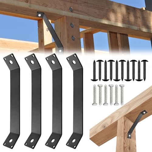 45 Degree Inside Mount Brackets 7" x1-1/3 - Heavy Duty Steel Brackets for Wood Post to Beam Support, 45 Degree Angle Knee Braces Joint for Fixing Lumber Connector Pergola Brackets - 4Pack… - size: 7" x 1-1/3"