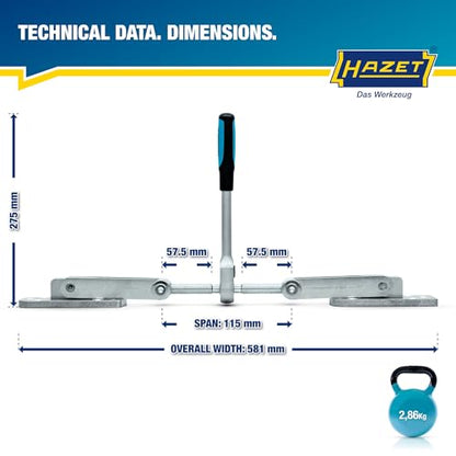 HAZET Beam and Panel Pulling Tool 1774-2, Forged for Heavy Duty, Suitable for Clamping and Pulling Timber, Ergonomic Reversible Ratchet, Incl. 2 Aluminum Plates, Clamping Travel 4.53 In - style: With plates