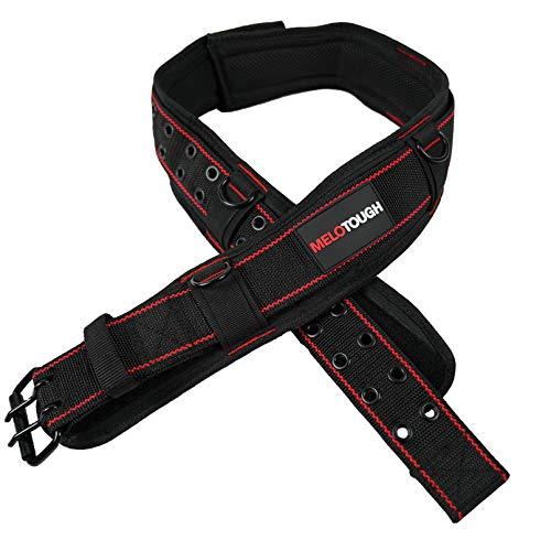 MELOTOUGH Padded Tool Belt with D ring for men construction Strong Durable Double Metal Roller Buckle,adjustable waist 33'-47 'thick confortable foam padding (XL) - size: Adjustable 33"- 47"