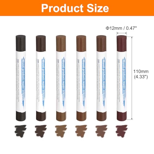 HARFINGTON Wood Filler Sticks 6 Colors Wooden Wax Touch Up Furniture Repair Crayons for Wood Brown, Rosewood, Wood, Teak, Brown Walnut - color: Exotic Woods Series