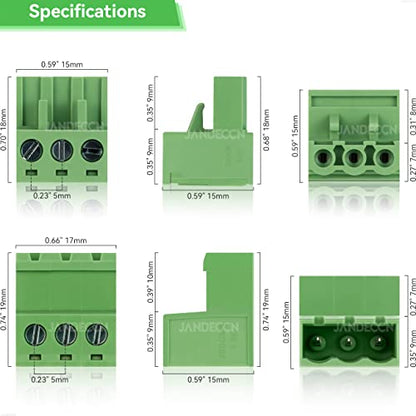 20 Sets 3 Pin 5.08mm PCB Screw Terminal Block Phoenix Connectors - size: 3P