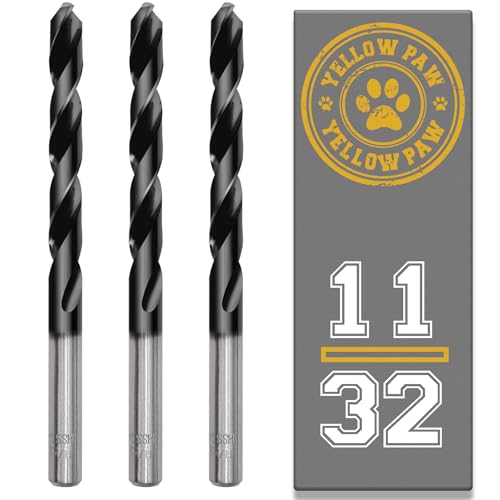 11/32 Inch Drill Bit (3 Pack) Industrial Grade M35 Cobalt Titanium Aluminum Nitrite - 11/32" Diameter & Total Length of 4-1/2" with Working Length of 3" Easily Drill Into Metal, Steel, & Aluminum - size: 11/32"