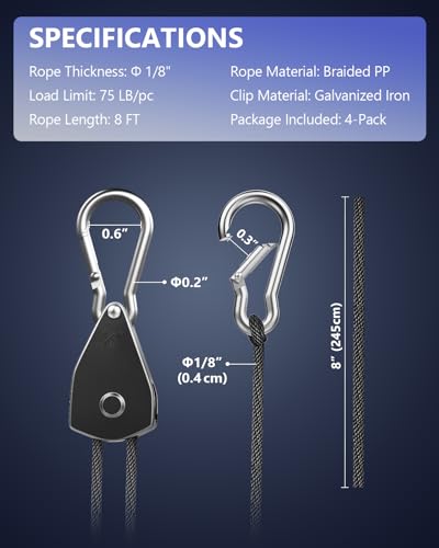 Retractable Heavy Duty Ratchet Tie Down Straps 1/8" 4 Pack, 8ft Tie-Down - size: 1/8" 4-Pack
