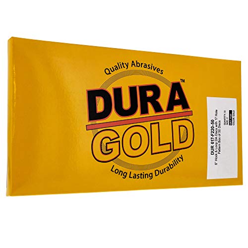 Dura-Gold 6" Gold Sanding Discs, 220 Grit, Box of 50, Hook & Loop, 17 Hole - size: 220-Grit