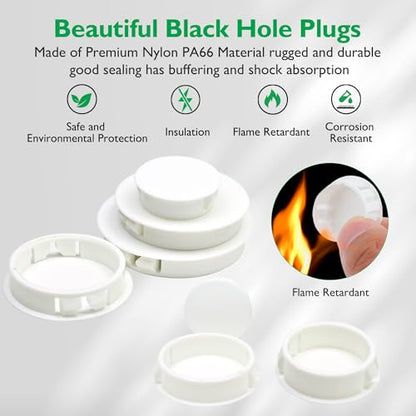 EASYEAH 20PCS 7/8"(22mm) White Plastic Hole Plugs, Screw Hole Plugs - size: 7/8"/22mm