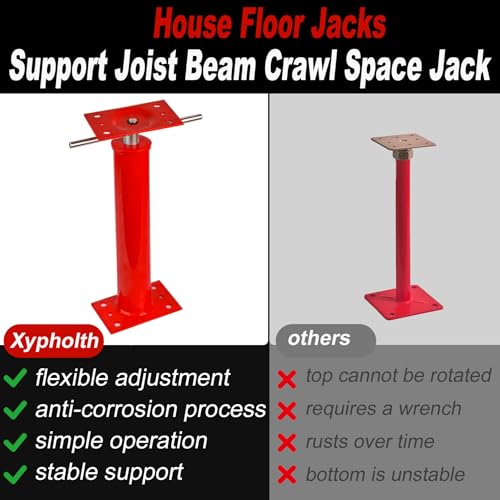 16"-21" Adjustable House Jack | 5-Ton Heavy Duty Floor Basement Jacks - color: Red, size: 16"-21"(3 Pack)