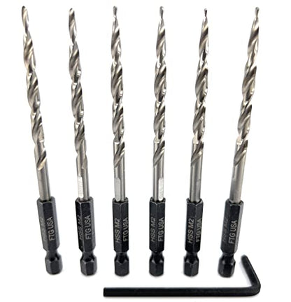 FTG USA 6Pc #8 (11/64") Replacement Countersink Drill Bit Set Tapered Bits - size: #8 (11/64"), style: 6 Bits w/o cutter