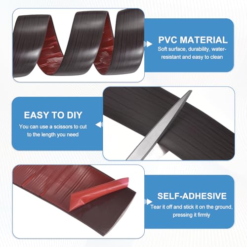 2Pcs Floor Transition Strip 3.94ftx2 PVC Vinyl Tile Edge Trim - color: Black Walnut