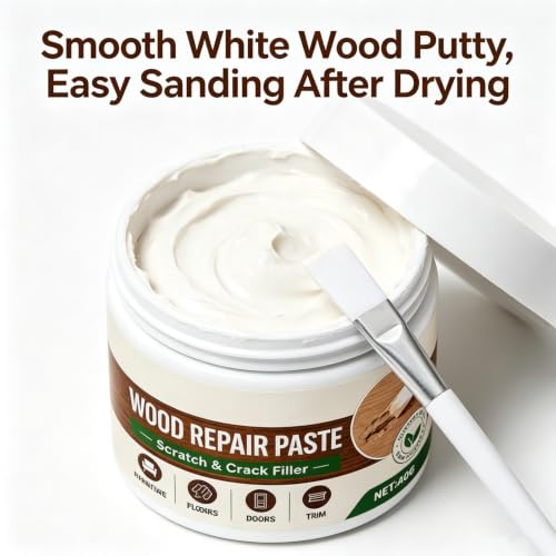 Wood Fille, Wood Putty, Wood Repair Paste for Furniture and Floor, Quick Touch-Up Paste for Tables, Cabinets, Doors and Wood Surfaces (White)