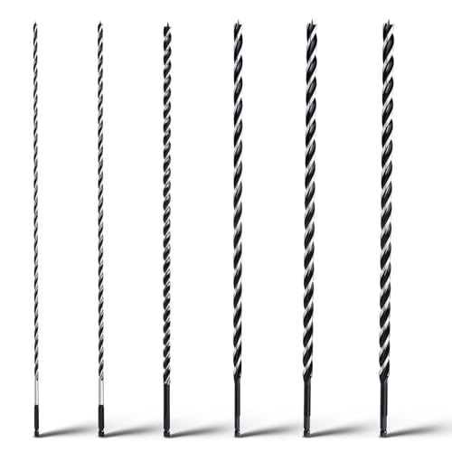 6PCS Auger Drill Bit Hex Shank 24" Long (1/4",5/16",3/8",1/2",9/16",5/8") - size: 1/4 in