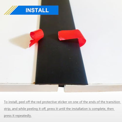Flexible PVC T-Molding Transition Strips,Self-Adhesive Floor Divider Strip - color: Black, size: 10 ft