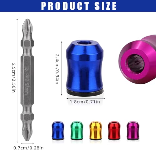 5pcs Strong Magnetic Screw Rings with 1 Double-Ended Screwdriver Bit Holder - style: Set 1