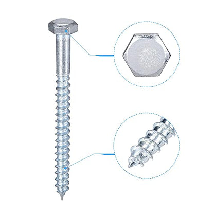 uxcell Hex Lag Screws, M8 x 90mm Carbon Steel Zinc Plated Half Thread Self-Tapping Bolts for Wood Screw 15Pcs - size: M8 x 90mm