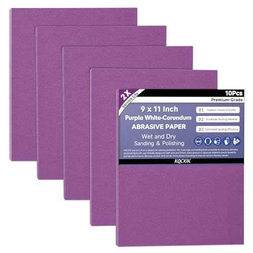 10-Sheet Premium White Corundum Wet Dry 320 Grit Sandpaper - size: 9 x 11 Inch, style: 320 Grit
