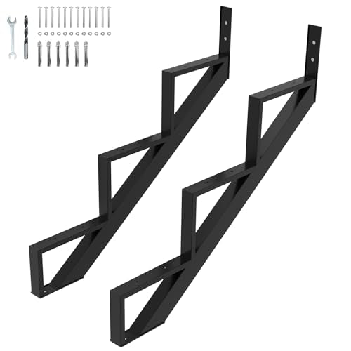 Steel Stair Riser-2 Pack, 3 Step Stringers for Deck, Sturdy Steel Stringer for Outdoor Steps - size: 3 Step
