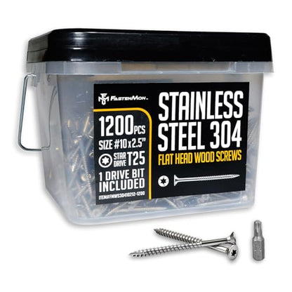 304 Stainless Steel Deck Screws, #10 x 2-1/2", 1200 PCS - size: #10 x 2-1/2", style: 1200 PCS