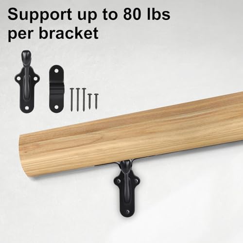 RealPlus Handrail Stair Brackets 3pcs Heavy Duty Hand Rail Bracket with Screws for Stairways Staircase Railing Bracket (Matte Black) - color: Matte Black