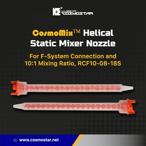 CosmoMix Helical Static Mixer Nozzle Tube Tip, K-System for 4:1/10:1 Mixing Ratio, 2.9 Inches, 16 Elements, 10 Pieces Epoxy Mixing Nozzle Tip For Adhensive Gun (RCF10-08-18S)
