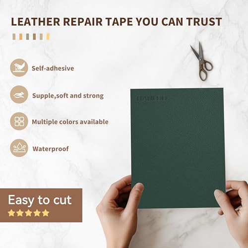 TIANLDD Leather Repair Tape,16 x 80 Inches Self Adhesive Leather Repair Patch，Leather Repair Kit for Furniture，Couches,Car Seats,Cabinets,Handbags(Dark Green-Litchi Grain) - color: Dark Green-Litchi Grain, size: 16" x 80"