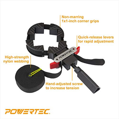 POWERTEC 13 Ft Strap Clamp for Picture Frames, Boxes & Cabinets (71017-P2) - style: Black Handle, 2PK