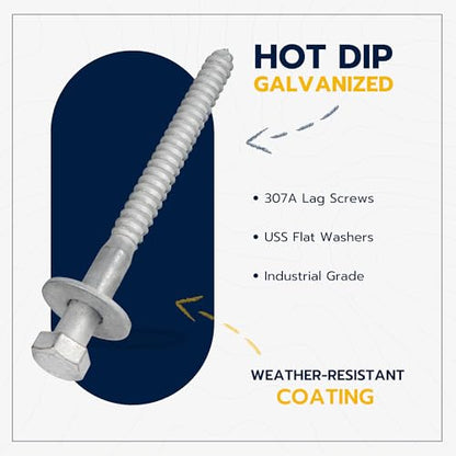 1/2 x 6 (25 Pack) Lag Screw Kit, 25 Screws and 25 washers, Hot Dip Galvanized, Meets ASME B18.2.1 Industrial/Commercial Grade by Makers Bolt - size: 1/2 x 6
