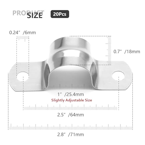 20Pcs 1 Inch Stainless Steel Conduit Clamps - size: 1 inch / 25 mm
