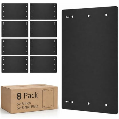 Silkfly 8 Pcs 5x8 Inch Nail Plates for Wood Studs Galvanized Steel, Black - color: Black