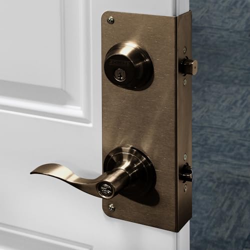 Prime-Line U 9577 Brass Lock and Door Reinforcement Plate for 1-3/4 In. Thick Doors, Brass Finish (Single Pack),Antique Brass