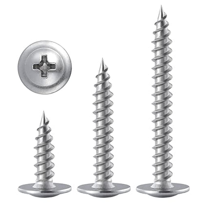 (100 pcs)#8×2" Phillips Truss Head Wood Screws Stainless Steel 410 Quick Metal Self Tapping - color: Silver, size: #8×2"