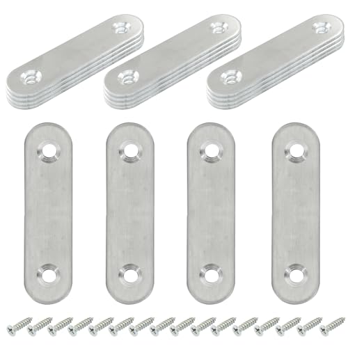 16 Pack 2.5 Inch Stainless Steel Flat Plate Straight Bracket - size: 2.5"-60mm-Silver